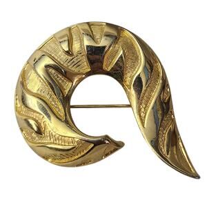 Vtg 1980s Textured Animal Print Zebra Tiger Swirl Pin Brooch